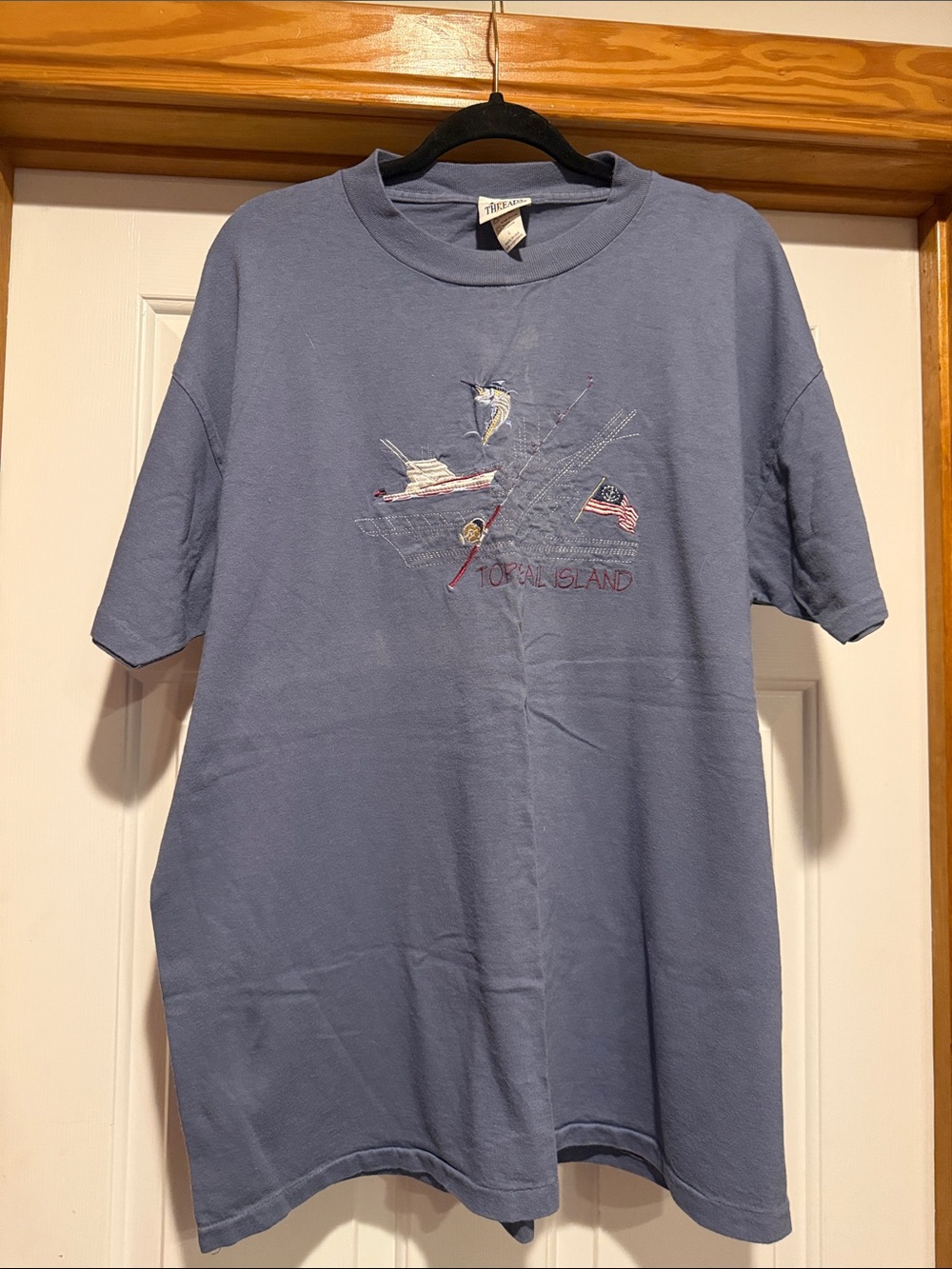 Topsail Island Embroidered Short Sleeve Tee - Light Blue by None